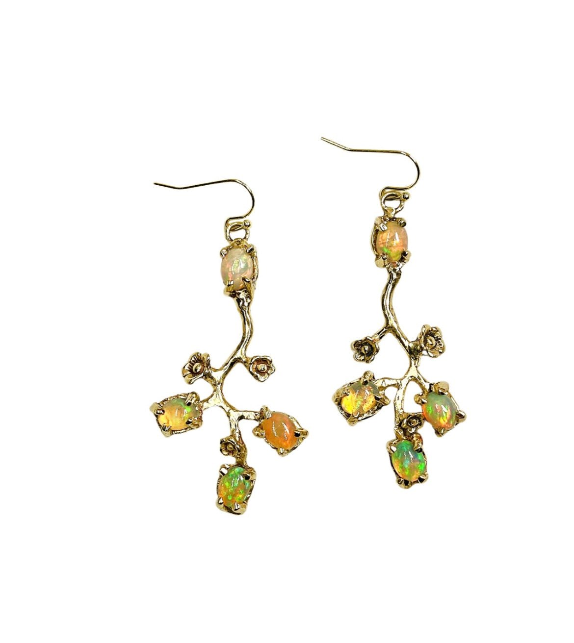 EthiopianOpal and Ruby Secret Bloom Earrings | Earth Sage Jewelry