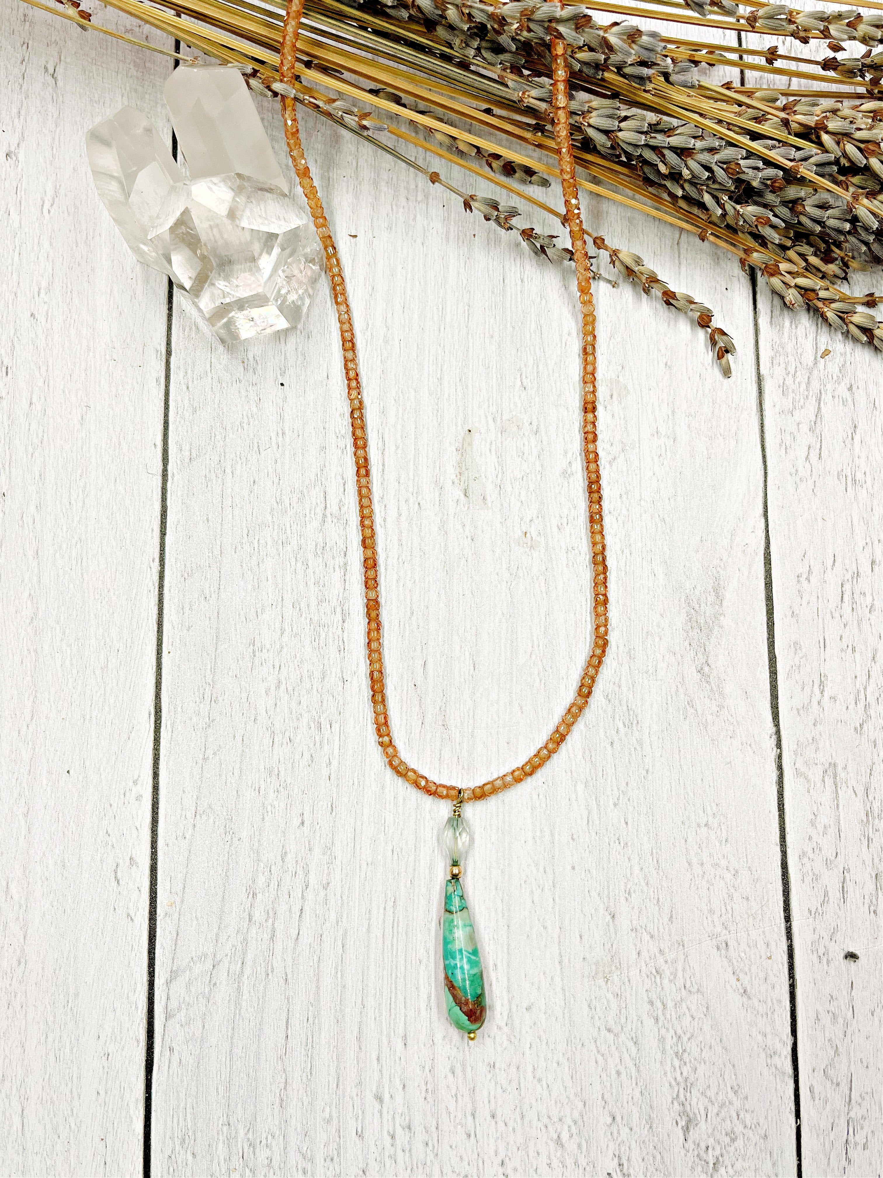 Gold Zircon with Chrysocolla and Copper pendant | Earth Sage Jewelry