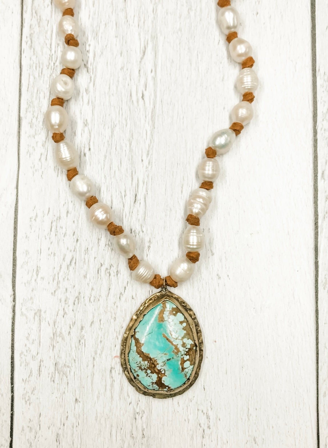Beautiful planet turquoise and pearl pendant | Earth Sage Jewelry