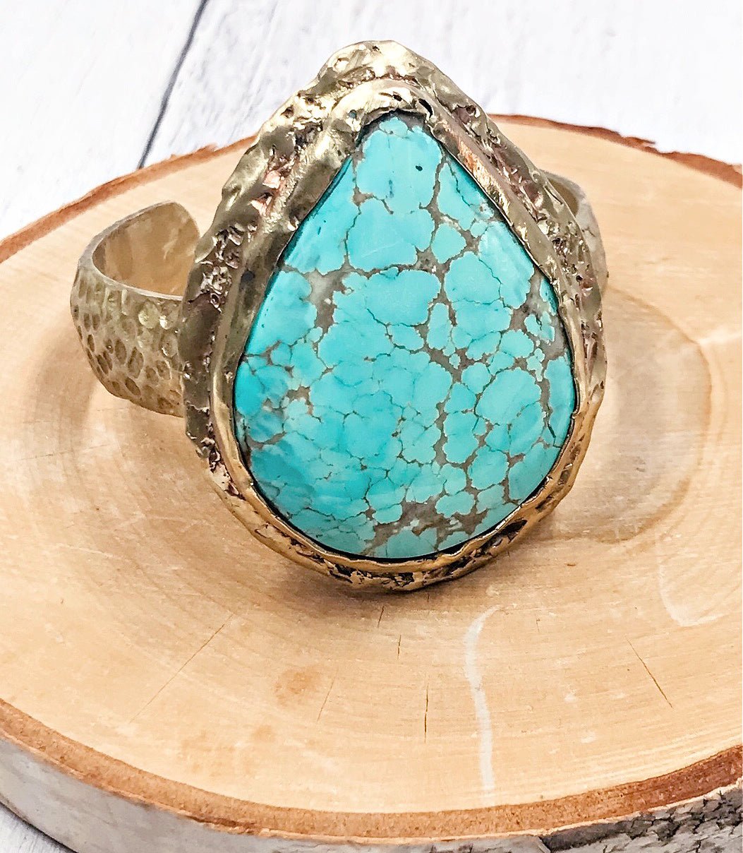Nevada Mine #8 Turquoise Hammered Cuff | Earth Sage Jewelry