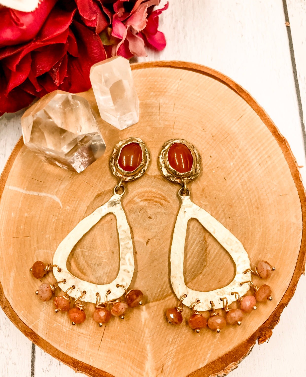 Carnelian and Sunstone Good Fortune Hoops | Earth Sage Jewelry