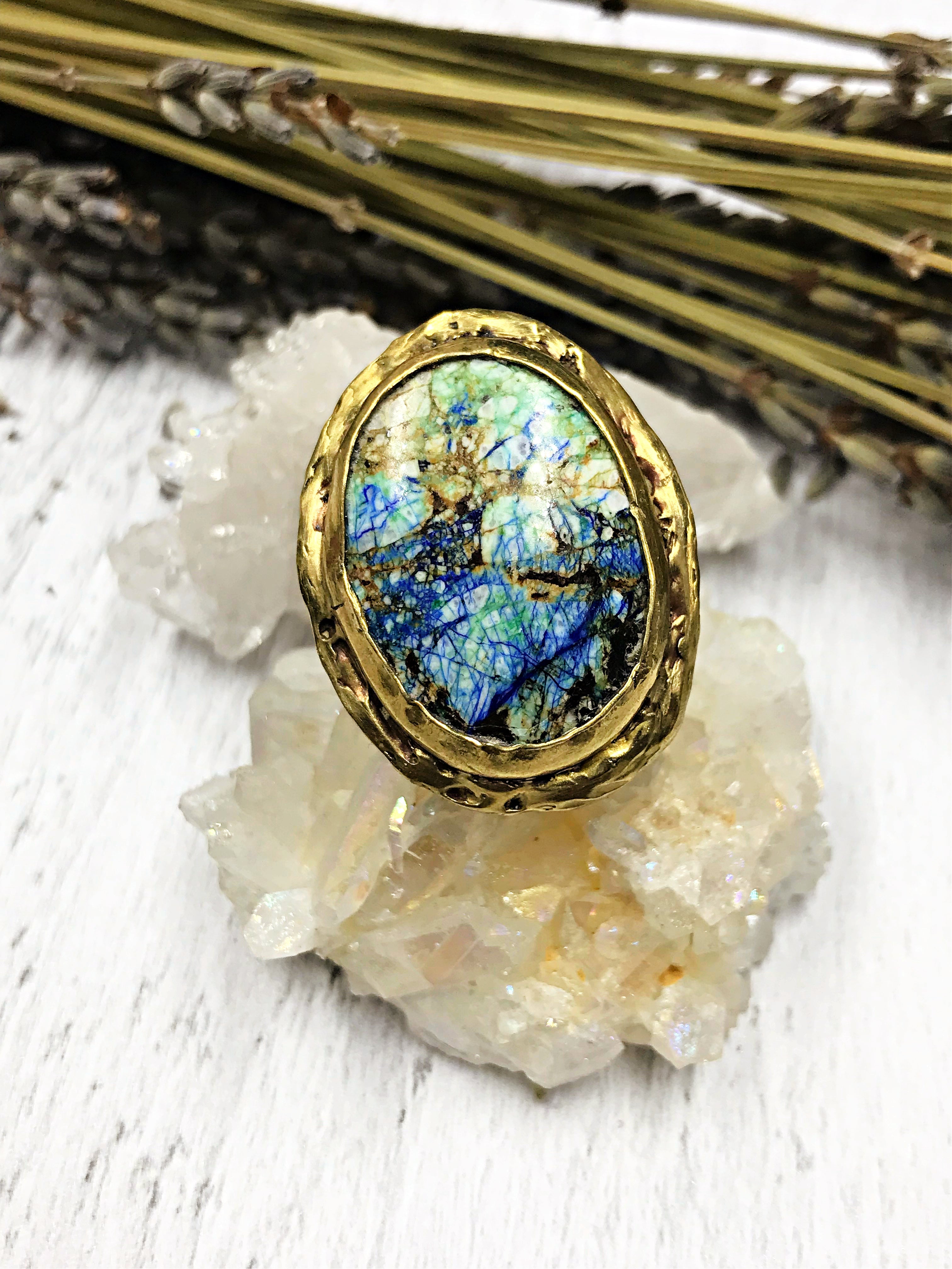 White Azurite Ring | Earth Sage Jewelry