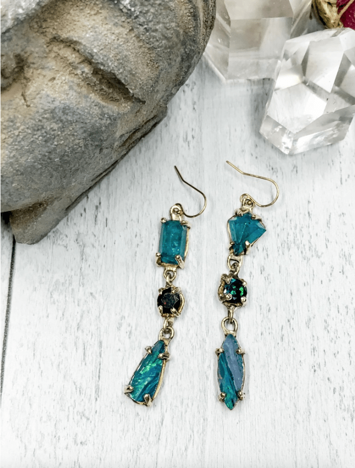 Opal and Apatite Earrings